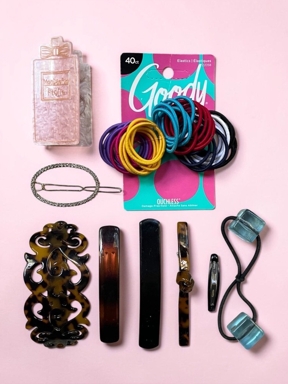 New/Like New Lot of 9 Hair Barrettes, Clips, Ties, Accessories